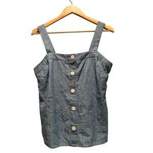 J.Crew Chambray Button Front Tank Top Size Small Cottagecore Summer Casual